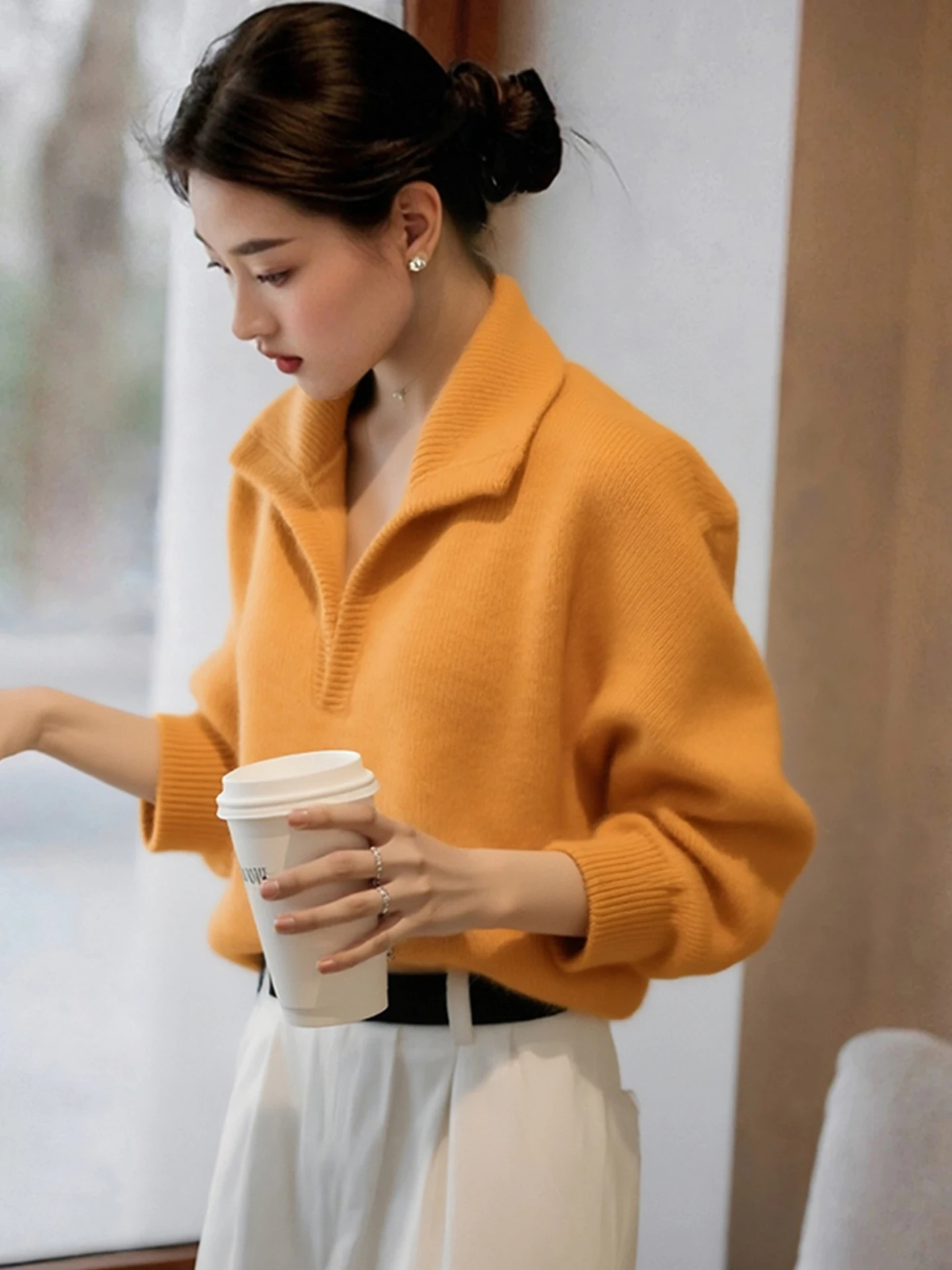 Ele Long Sve Camere Prendas de punto Top suave y cómodo para una apariencia más joven Faion de invierno Ajuste suelto coreano