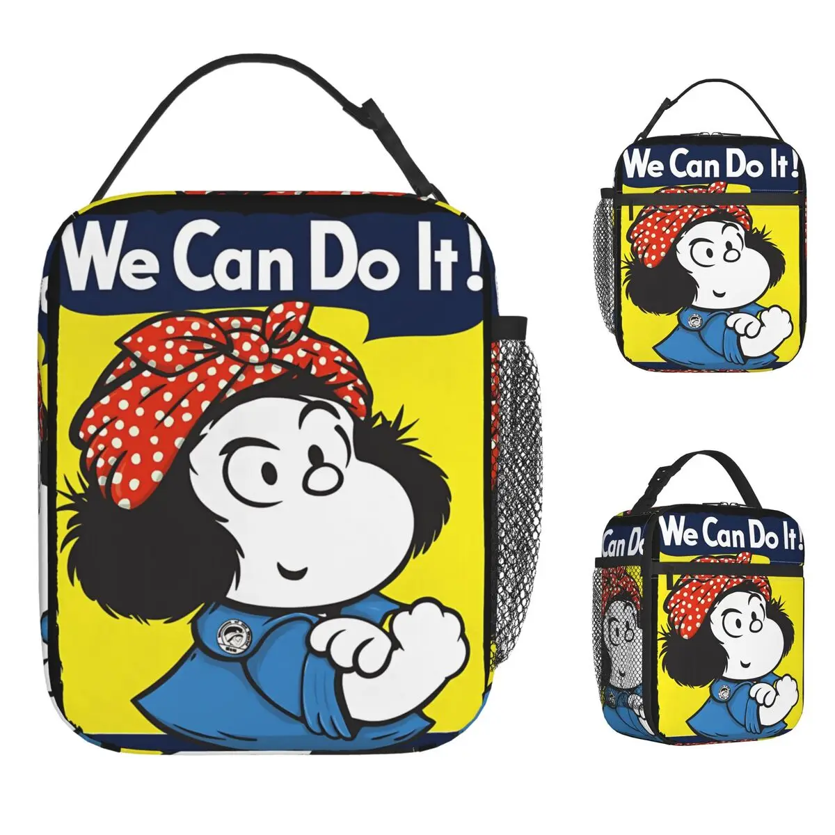 

Comic Mafald Lunch Bag Vintage Lunch Box School Portable Insulated Tote Food Bags For Child Oxford Custom Cooler Bag