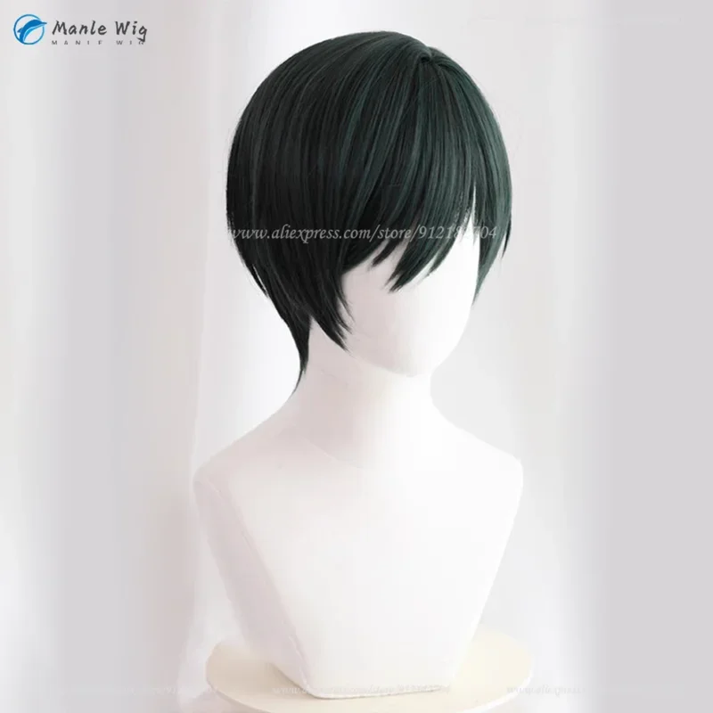 Pelucas de Cosplay de Anime Rin Itoshi Rin, peluca corta de Cosplay de Anime verde oscuro, pelo sintético resistente al calor, peluca de fiesta Unisex, gorro de peluca