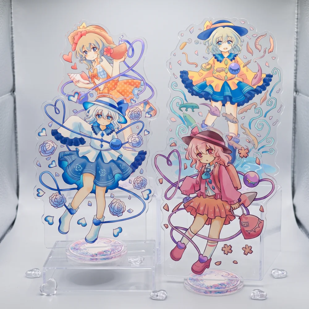 15cm Acrylic Keychain Stand Anime Touhou Project Koishi Satori Komeiji Summer Seaside Desktop Ornament Collectible Gift