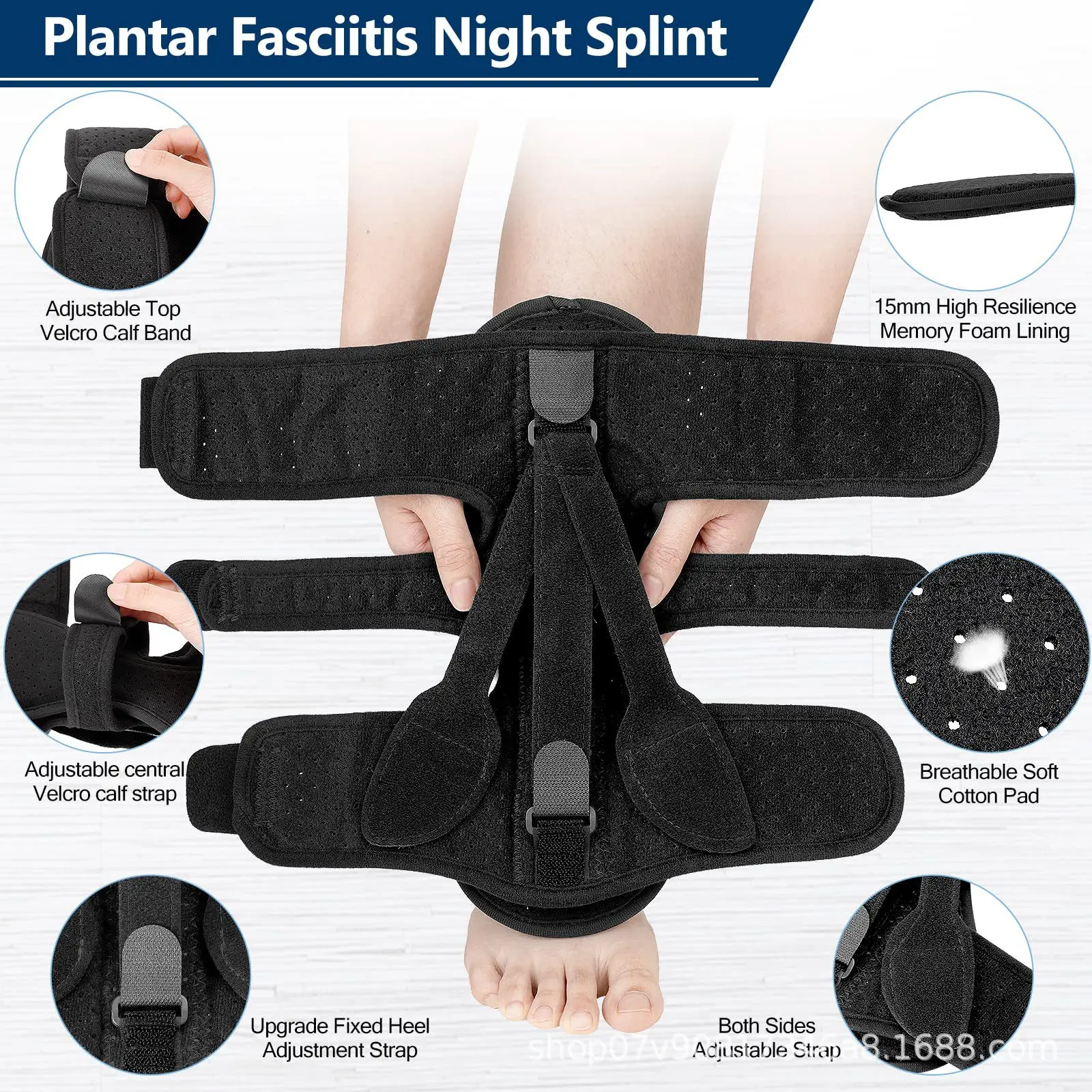 PowerTop Drop Foot Brace Adjustable Plantar Fasciitis Dorsal Night Splint Foot Support Ankle Stabilizer Orthotic Pain Relief