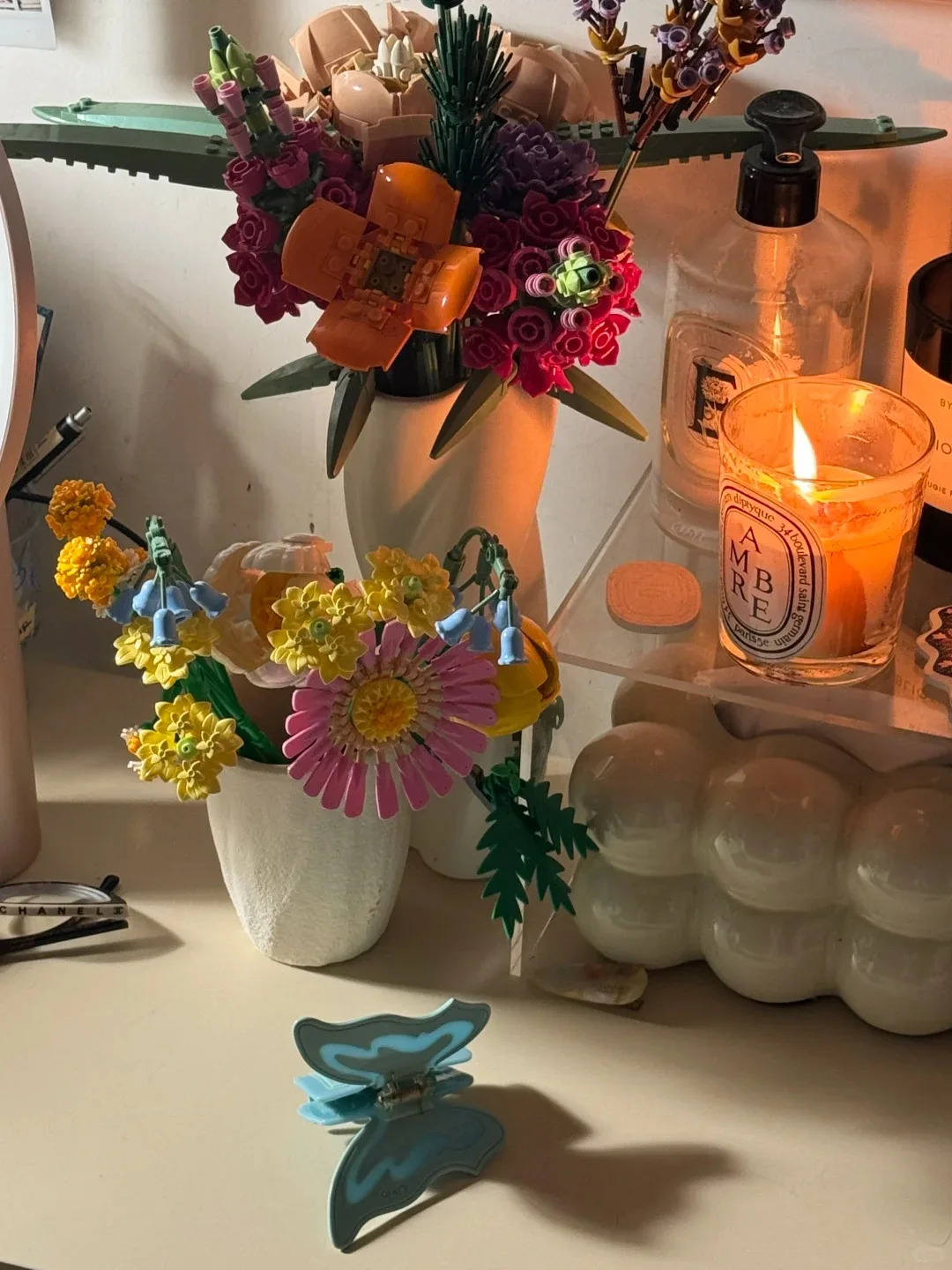 

2025 new creative home desktop plant decoration MOC sunshine colorful bouquet gift Christmas gift assembling building blocks