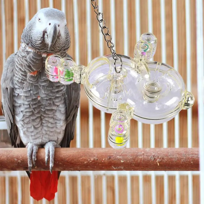 

Parrot Spinner Toy Rotating Rattle Transparent Parrot Toy Parakeet Toy Wheel Bird Toys With Multiple Feeding Holes For African