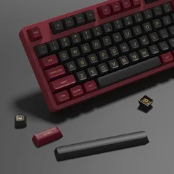 KBDiy SA Profile Black and Red Keycaps PBT Set ISO For Mechanical Keyboard Double Shot Keycap Custom 142Keys Caps for 61/87/64