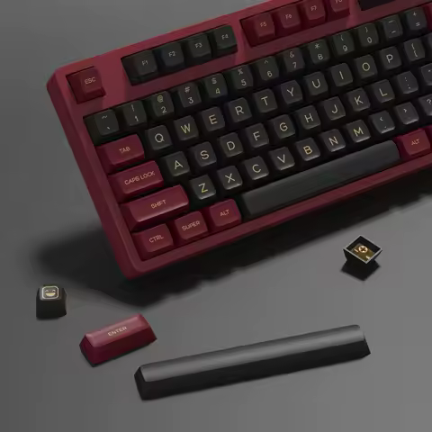 KBDiy SA Profile Black and Red Keycaps PBT Set ISO For Mechanical Keyboard Double Shot Keycap Custom 142Keys Caps for 61/87/64