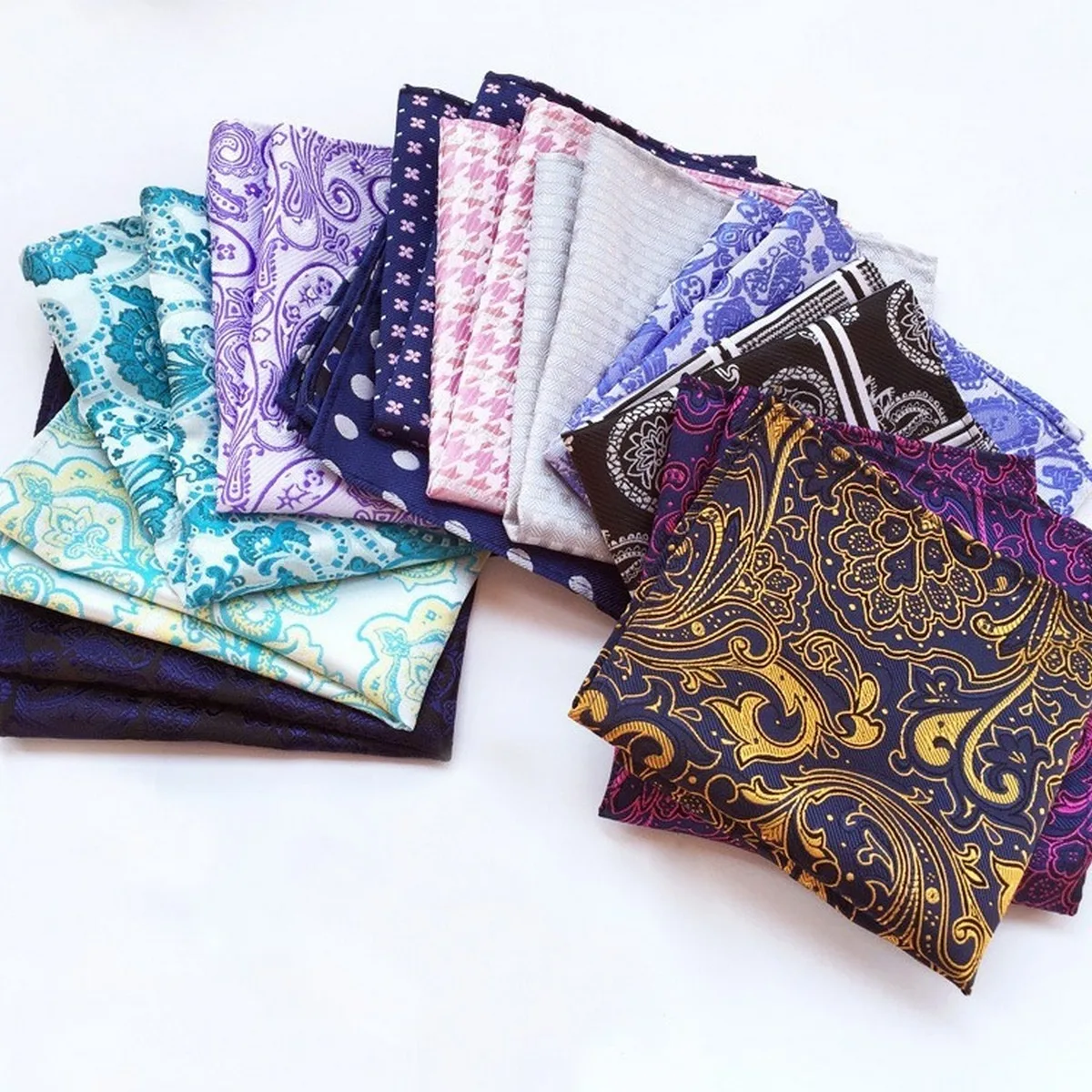 Elegant Men Pocket Square Luxury Handkerchief High Quality New Paisley Stripe Banquet Wedding Business Formal Party Accessories