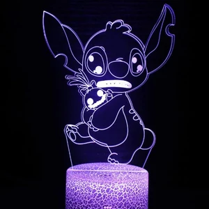 Stitch lamp with remote control, 3D night light, bedroom decoration, Valentine's Day, birthday, birthday gift, Christmas gifts, 16 colors 8 Main Sales Luminaria Stitch - №8