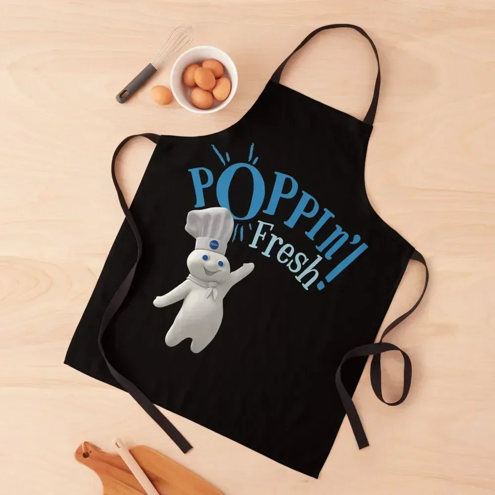 

Poppin' Fresh!! - Graphic Cartoon Pillsbury Doughboy Mascot Apron Teacher Woman Work Kitchen New 2022 Year Apron
