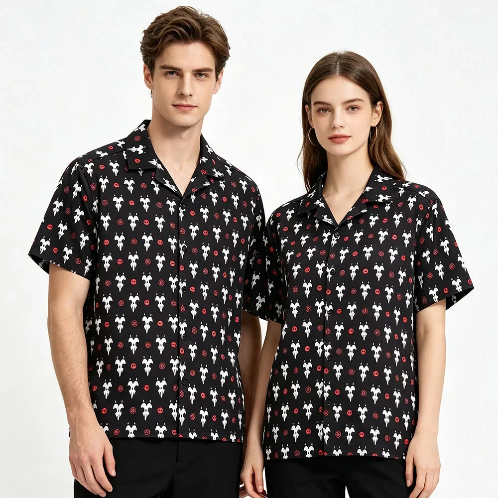 UnisexDarkOccultSkull Pentagram 3D Printed Camp Collar Short Sleeve Shirt Gothic Horror Graphic Button Up Casual Summer Vacation