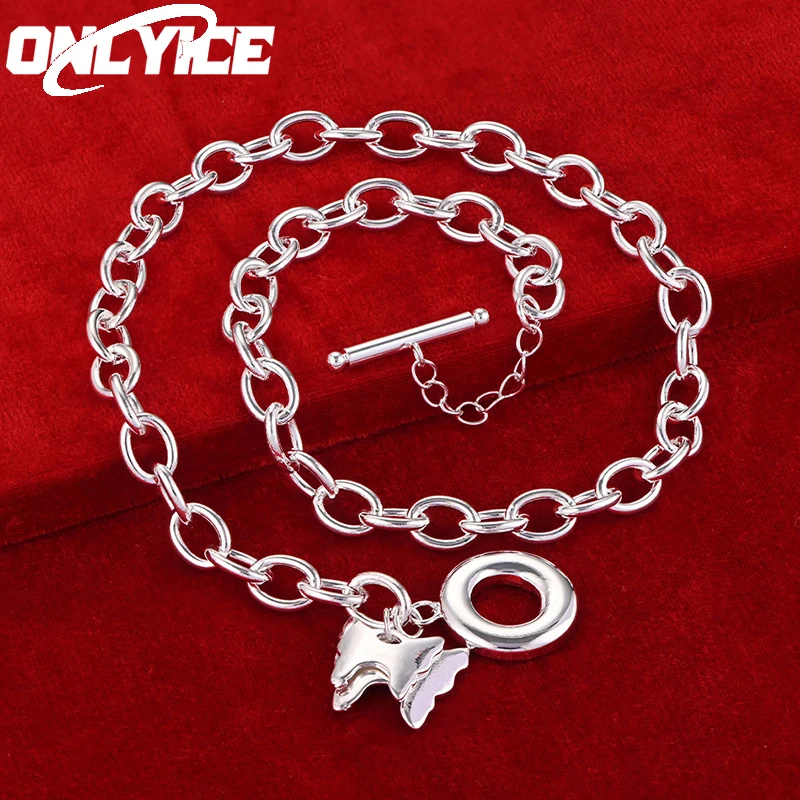 

925 Sterling Silver Two Butterfly Pendant Necklace For Women Man Fashion Jewelry Charms Popular Accessories Free Shipping