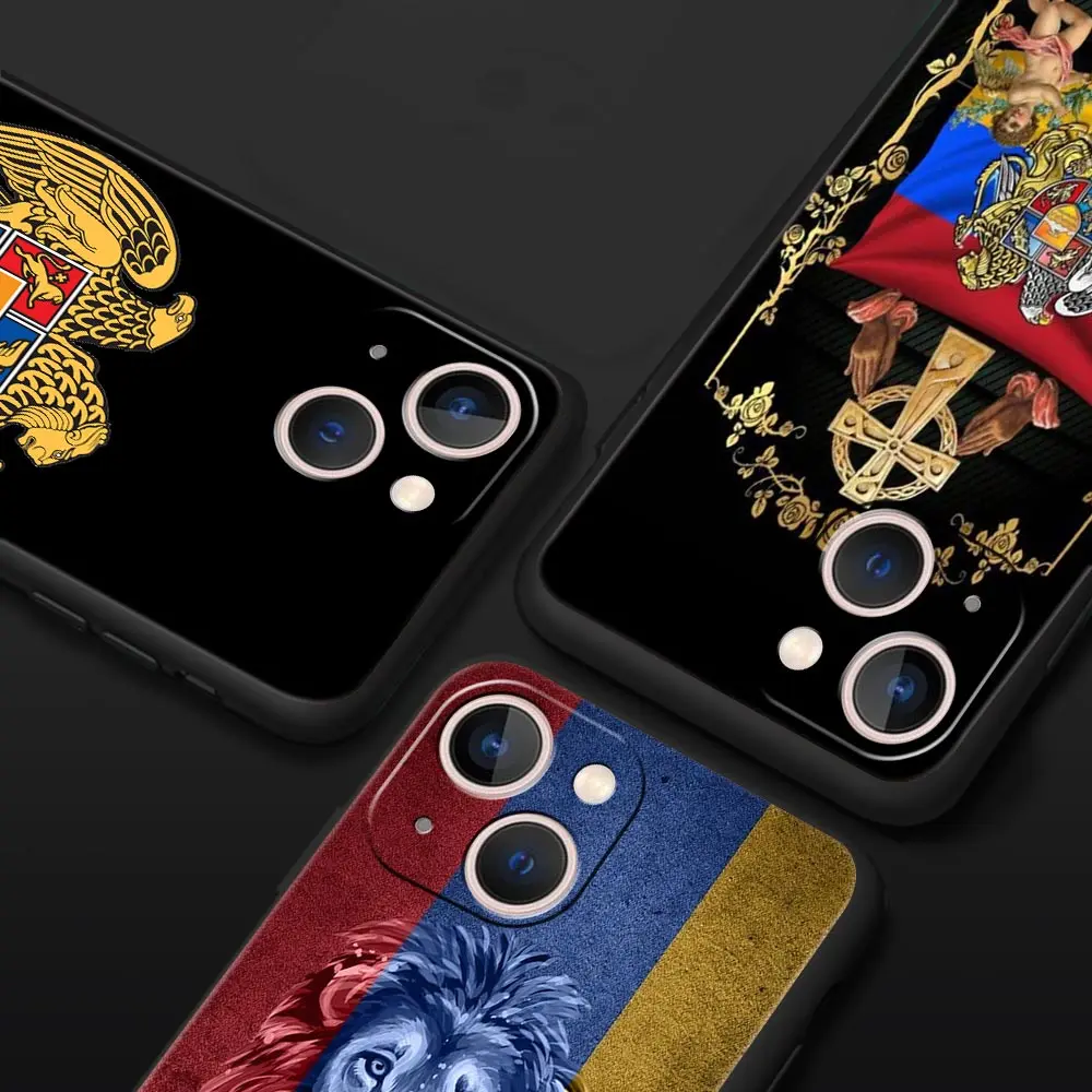 Armenia Armenian Flag For iPhone 11 12 13 15 16 14 Pro Max Phone CaX XR XS 7 8 Plus 2020 Luxury Black Silicone Cover Funda