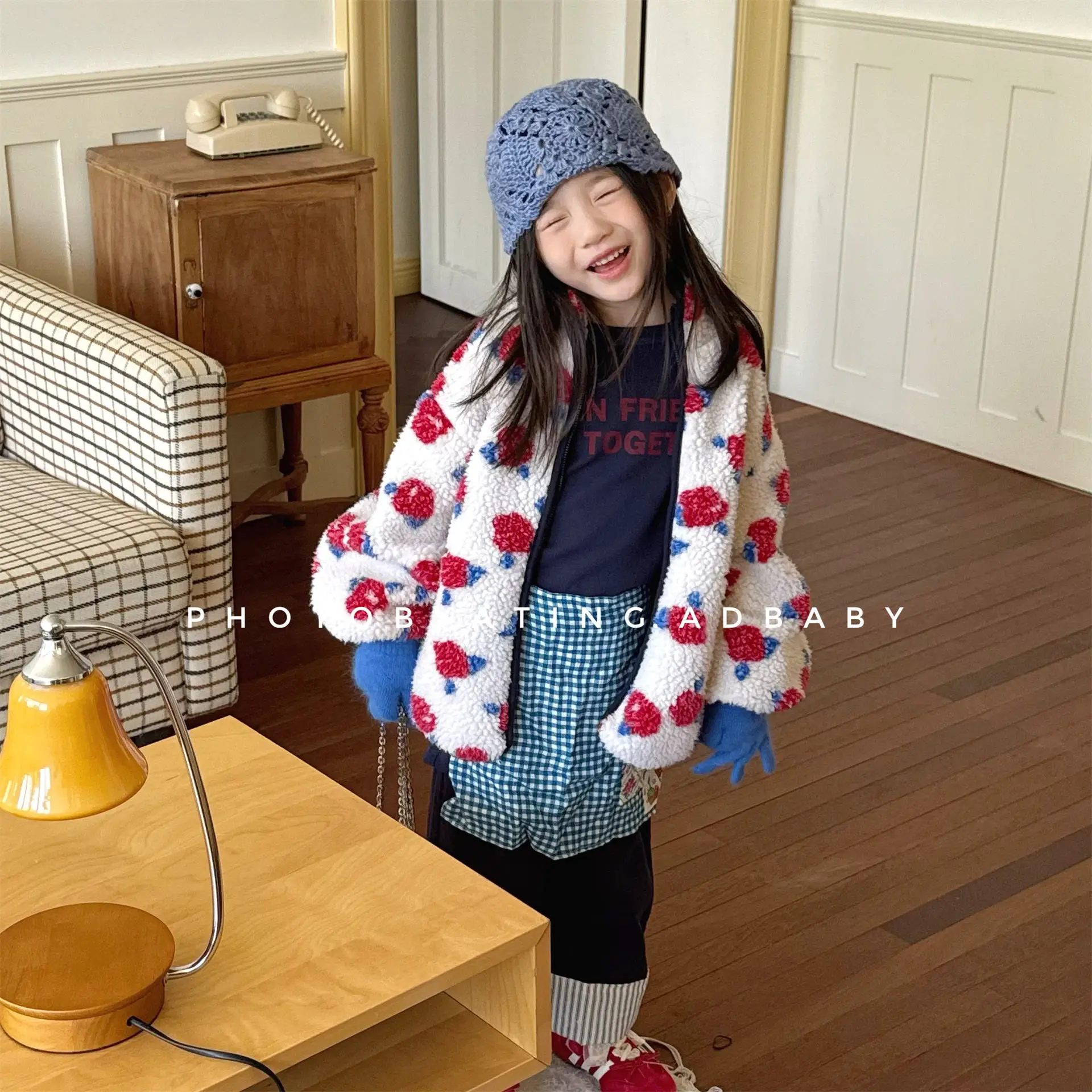 

2025 Children Clothing Autumn Winter Children Clothing Korean Lamb Fleece Cotton Coat Girls Fleece Cotton Coat