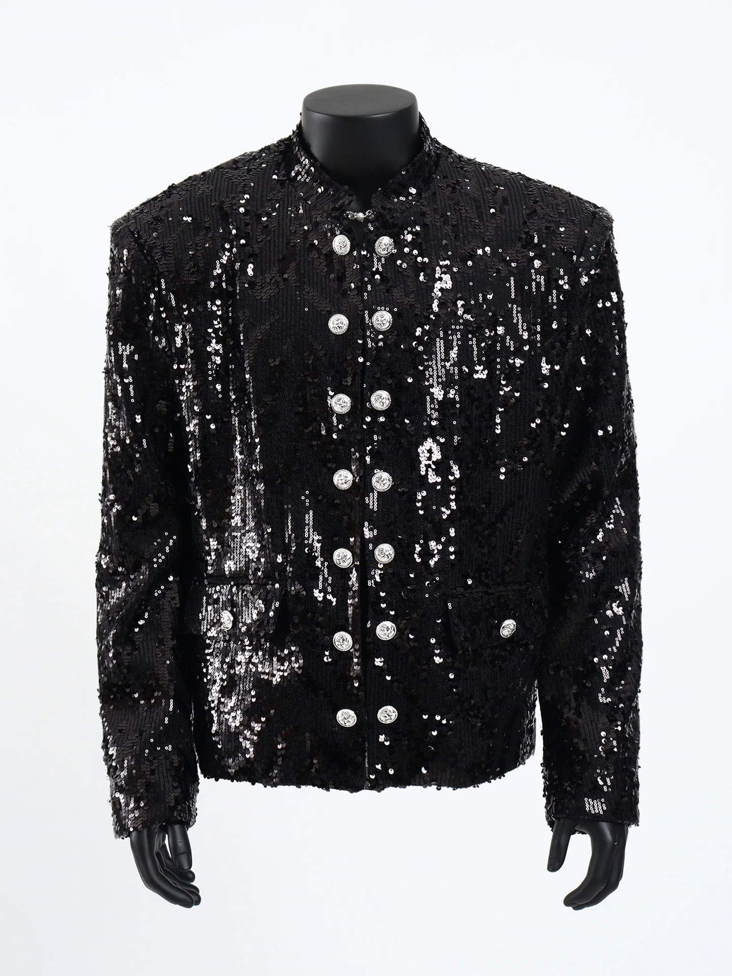 

Мужская куртка Starlit класса люкс с пайетками и воротником-стойкой, высококачественная, для выступлений, в байкерском стиле, осенняя, свободного кроя