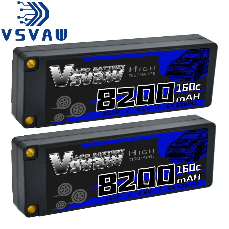 VSVAW LiPo Akku HV 7,6V 8200mAh 160C EC5/XT60/T Stecker RC-Teile Hardcase Lipo 2S für Flugzeuge RC-Auto Fahrzeug LKW Panzer Boote