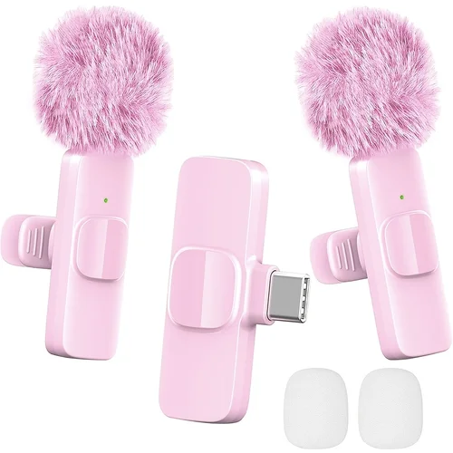 Micrófono Lavalier inalámbrico con USB-C para Android iPhone iPad transmisión en vivo grabación de vídeo transmisión en vivo Mini micrófono