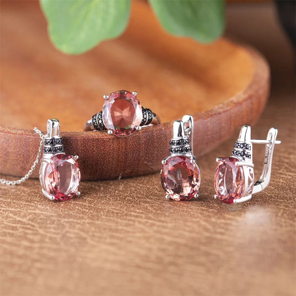 

Color Changing Zultanite Jewelry Sets 925 Silver 12*10mm Created Diaspore Earrings Ring Pendant Gemstone For Women's Gift