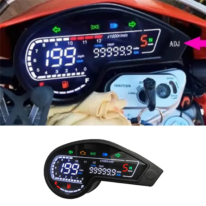 

ABHY-Motorcycle 12V Digital Tachometer LCD Speedometer Dashboard For Honda NXR150 NXR125 2003-2014