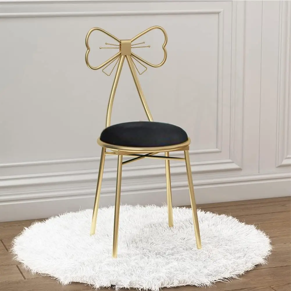 Modern Makeup Vanity Chair Stool,Cute Butterfly Stool Chair Ottoman Bench Metal Bench Legs Gold Dining Chair For Kitchen
