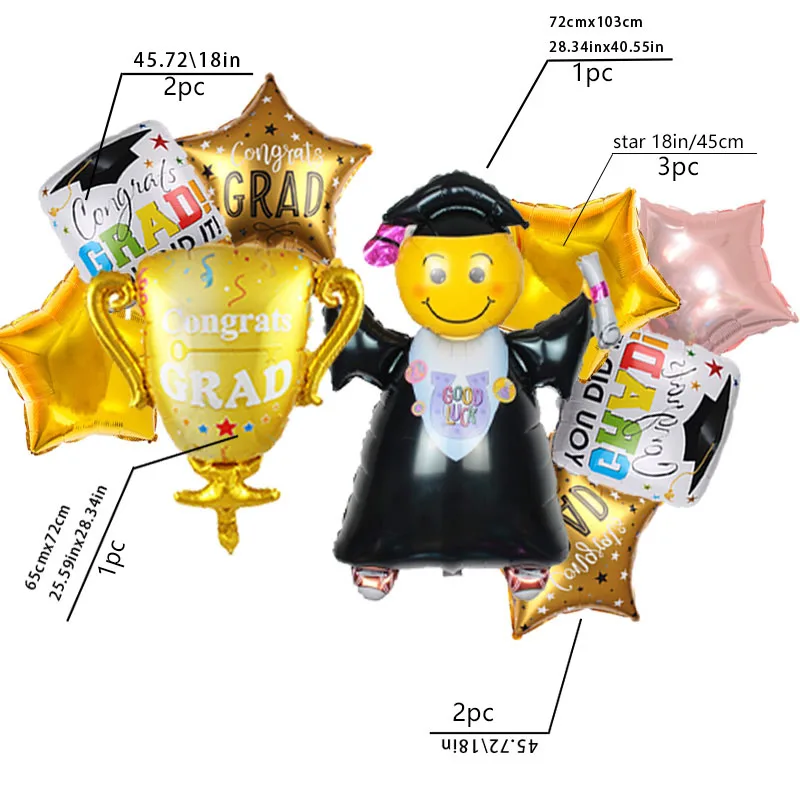 Graduation season theme aluminum film balloon combination party decoration doctor trophy balloon