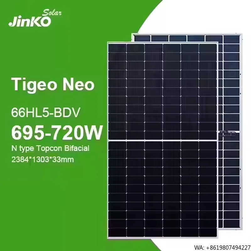 Jinko Tiger Neo N-type 66HL5-BDV 700-720 Watt Paneles Solares 700W Solar Panel Bificial Module