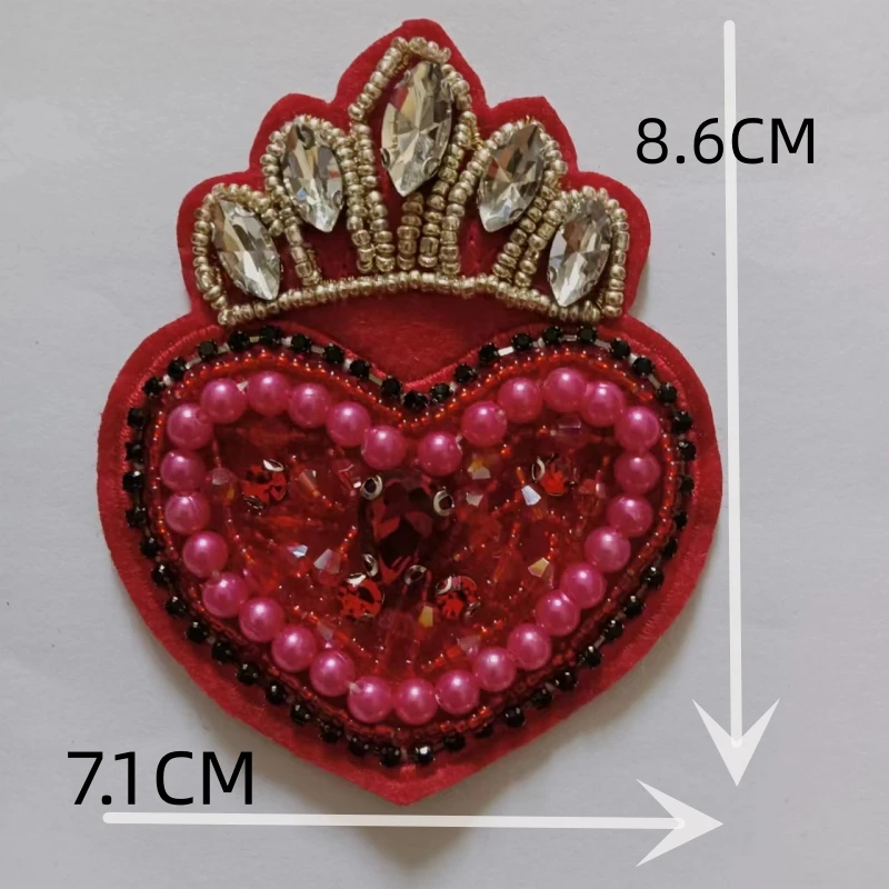 Embroidery Sequined Pearl Cross Patch,sequins Heart Beaded Eye Patches Badges Appliques for Clothing