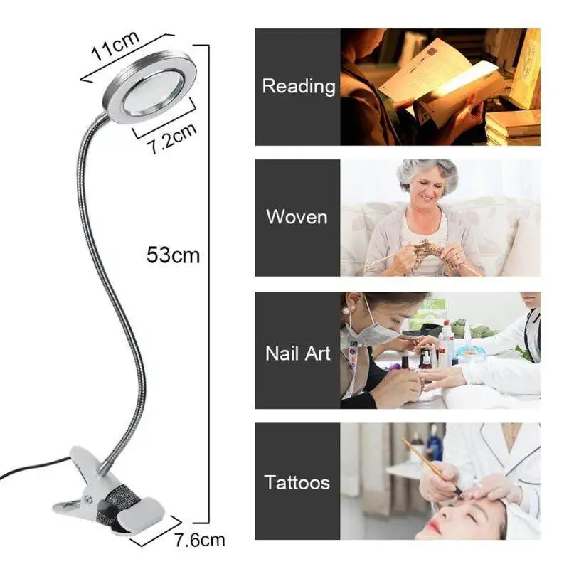 Warm/Pure White LED Clip Lamp Light Frosted Brightness Table Lamp Tattoo Makeup  Accesorios