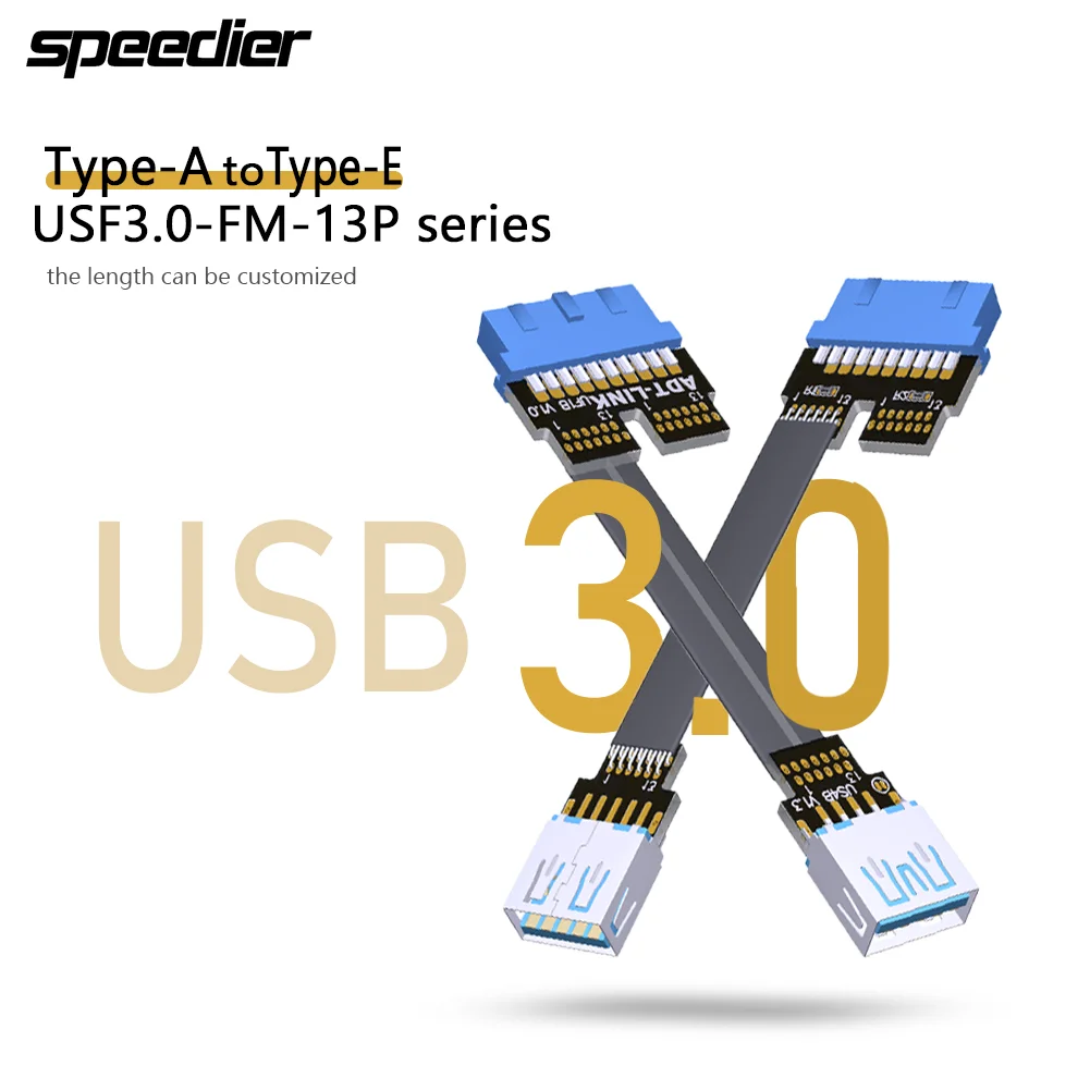 

Синий складной 90-градусный двойной USB 3.0 Type-A «мама» и внутренний плоский удлинительный кабель «папа» 19/20-контактный с винтовым отверстием 5 Гбит/с