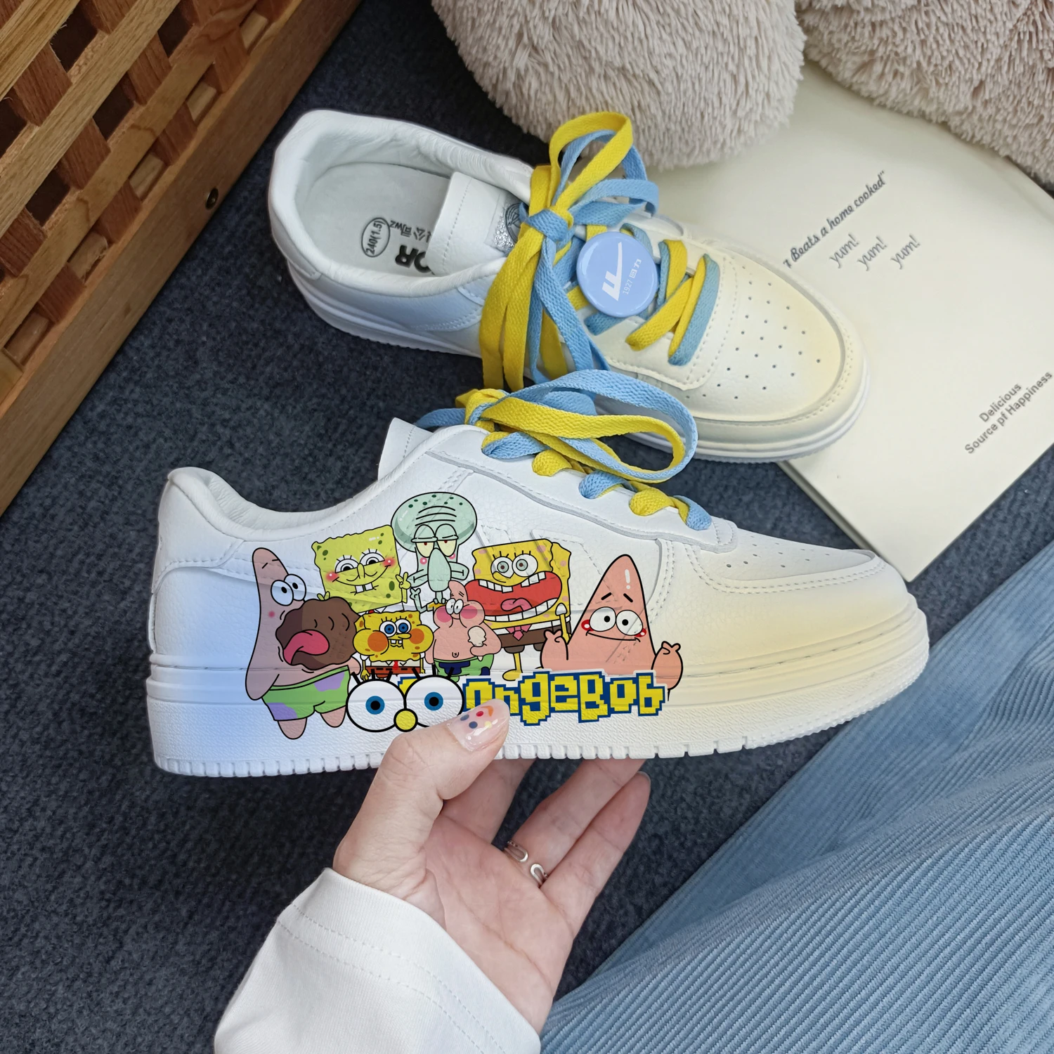 New Original cartoon SpongeBob SquarePants princess cute Casual shoes soft sports shoes for girlfriend gift EU size 35-44