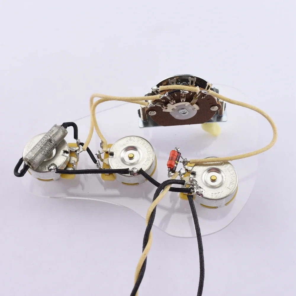1 Set Loaded Pre-wired Electric Guitar Wiring Harness Prewired Kit ( 3x 250K Brass CTS Pots + 5-Way Switch )
