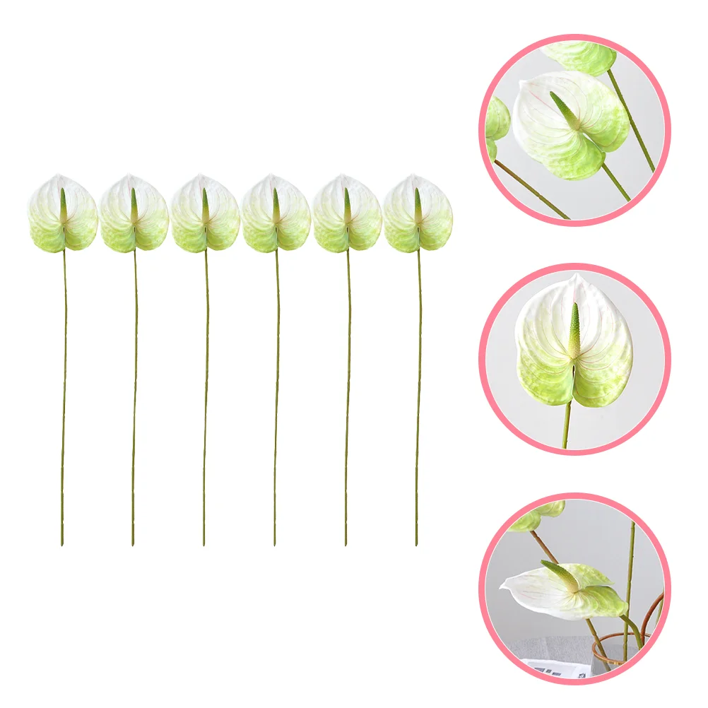 

6 Pcs Pink Simulation Anthurium Andraeanum Flowers DIY Bouquet Artificial Branch