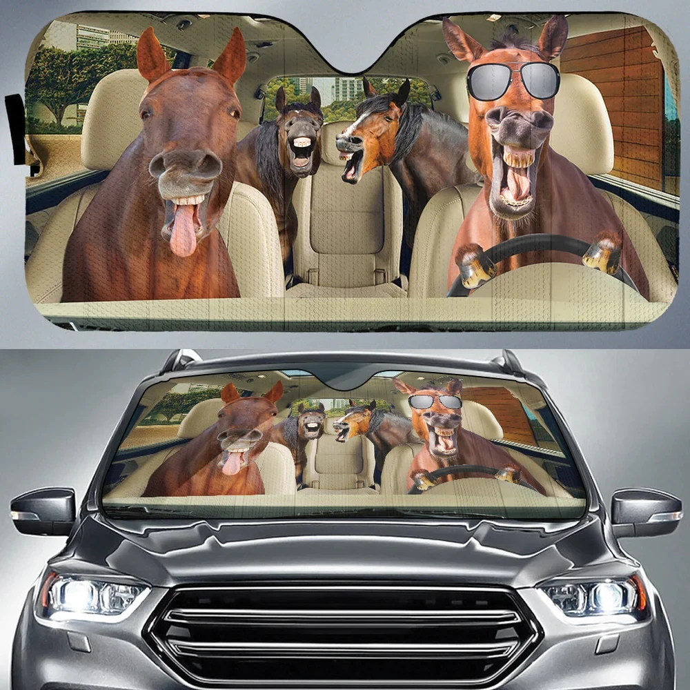 Driving American Quarter Horse All Over Printed 3D Sun Shade for Car Truck Decor Windshield Sunshade,Blocks UV Rays Sun