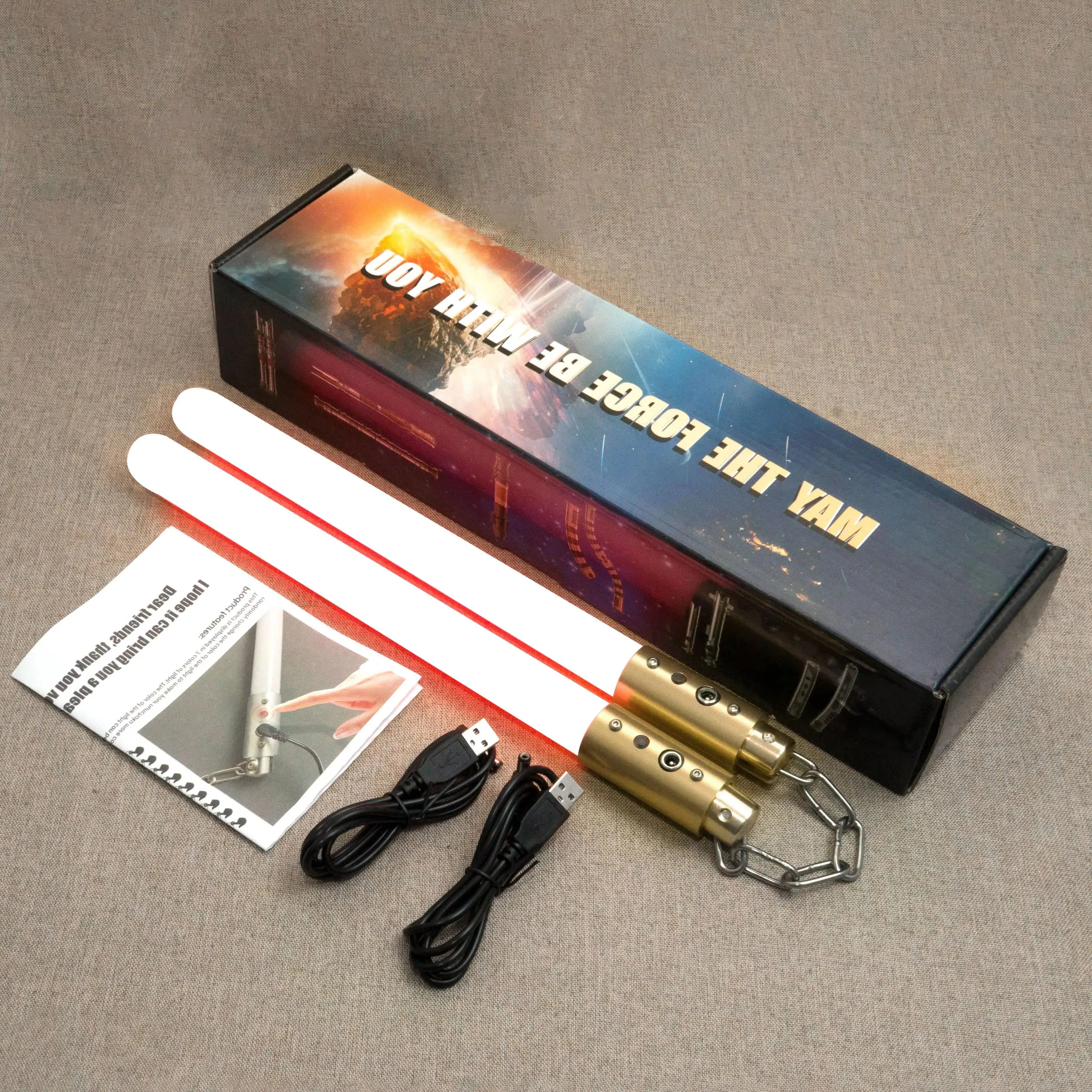 

Nunchaku Gold aluminum alloy metal pixel LED light 7 color change martial arts drill duel