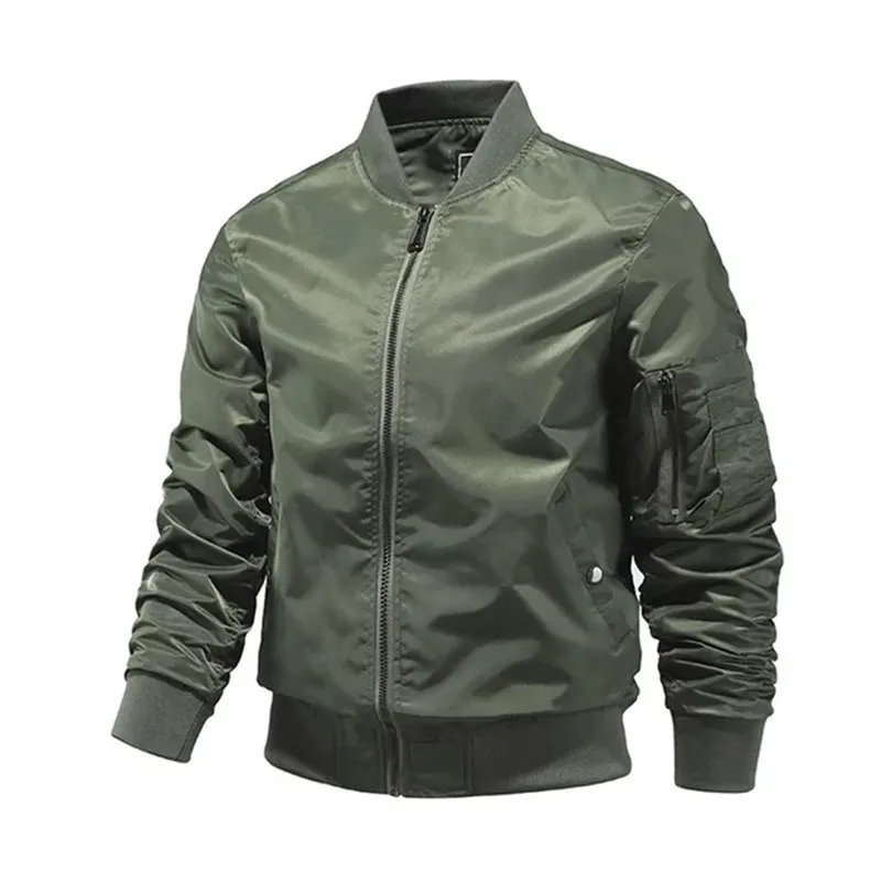 Chaquetas de Aviador monocromáticas para hombre, ropa de exterior, chaquetas de béisbol para piloto, ropa de exterior, primavera y otoño Es ju