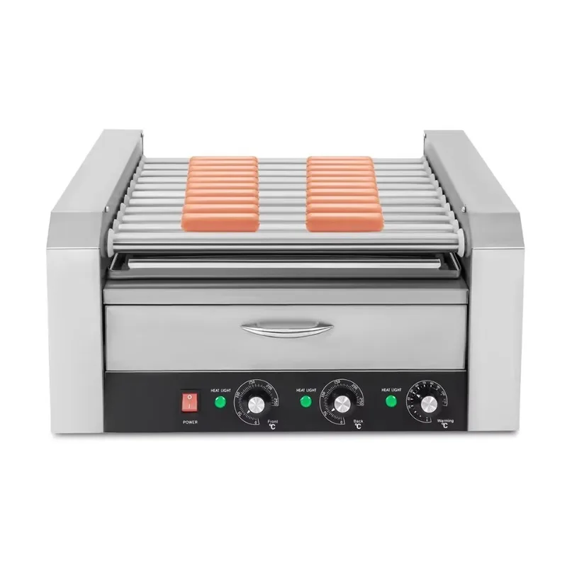 HHD11AS  Electric French Hot Dog Roller with Bun Warmer Stainless Steel Grill Machine Commercial Sausage Grill Cooker