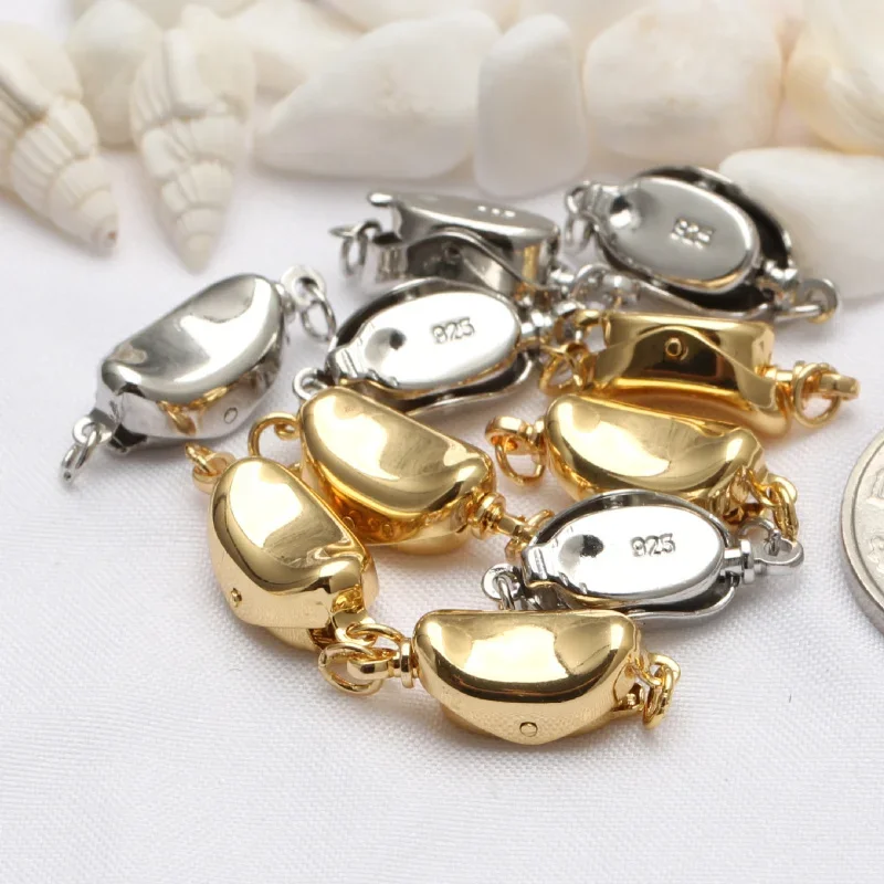 

5 Pcs Genuine Real Pure Solid 925 Sterling Silver Bean Buckle Clasps Claw Pearl Necklace Bracelet Buckles Jewelry Making