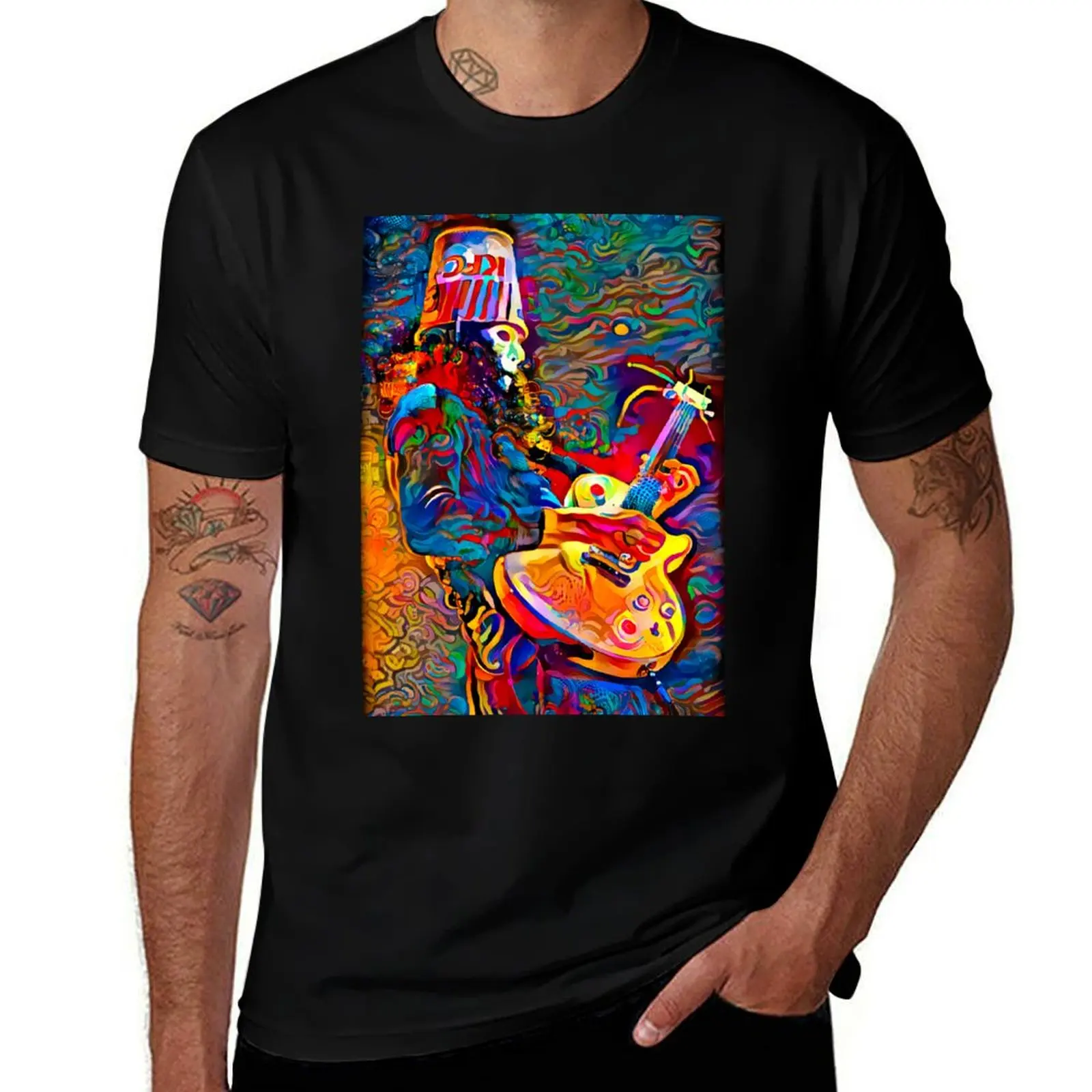Buckethead Rainbowaves T-Shirt Durable Work Wear T-Shirt