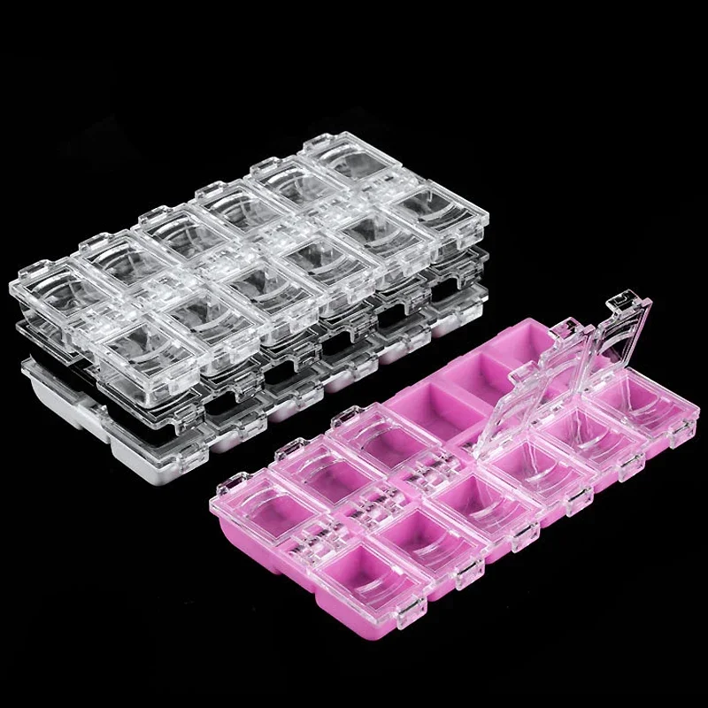 Boîte de rangement d'accessoires de Nail Art à 12 grilles, organisateur de bijoux, étui à fleurs sèches, conteneur de strass, boîte à outils de manucure