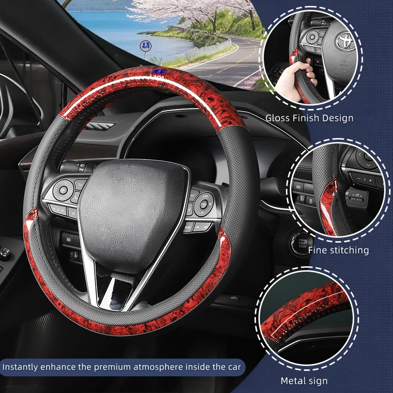 Breathable Leather Steering Wheel Cover For Lada Priora Sedan Sport Kalina Granta Vesta Niva Largus Vaz Samara 2110