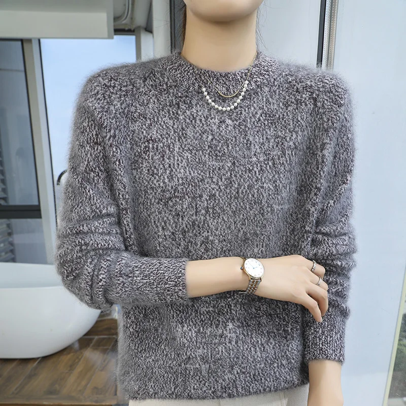 High-Quality Cashmere Sweater Women 2024 Autumn/Winter New O-Neck Simple Knit Jumper Long Sleeve Chic Floral Yarn Wool Base Top