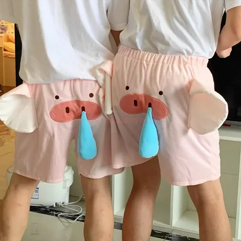 New Y2k Men Casual Anime Pajama Couple Pyjama Shorts Pyjama Cartoon Sleepwear Shorts Elephant Trunk Home Short Pants Gift