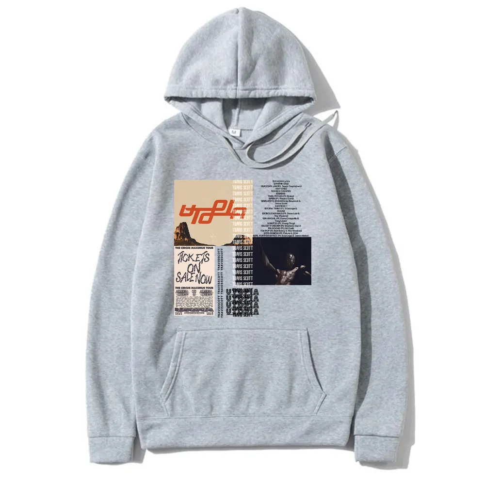 Cactus Jack Utopia Graphic Print Hoodie Men Hip Hop Fashion Long Sleeve Sweatshirt Men's Casual Fleece Cotton Oversized Hoodies