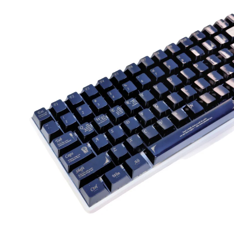 White/Black Ceramic-like PBT Keycaps - Small Full Set, OEM Profile for Custom DIY Mechanical Keyboards