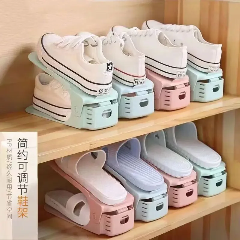 10 PCS Double-layer Shoes New Storage Bracket Adjustable Shoe Rack Home Small Dormitory Student Double-layer Shoe Rack Storage