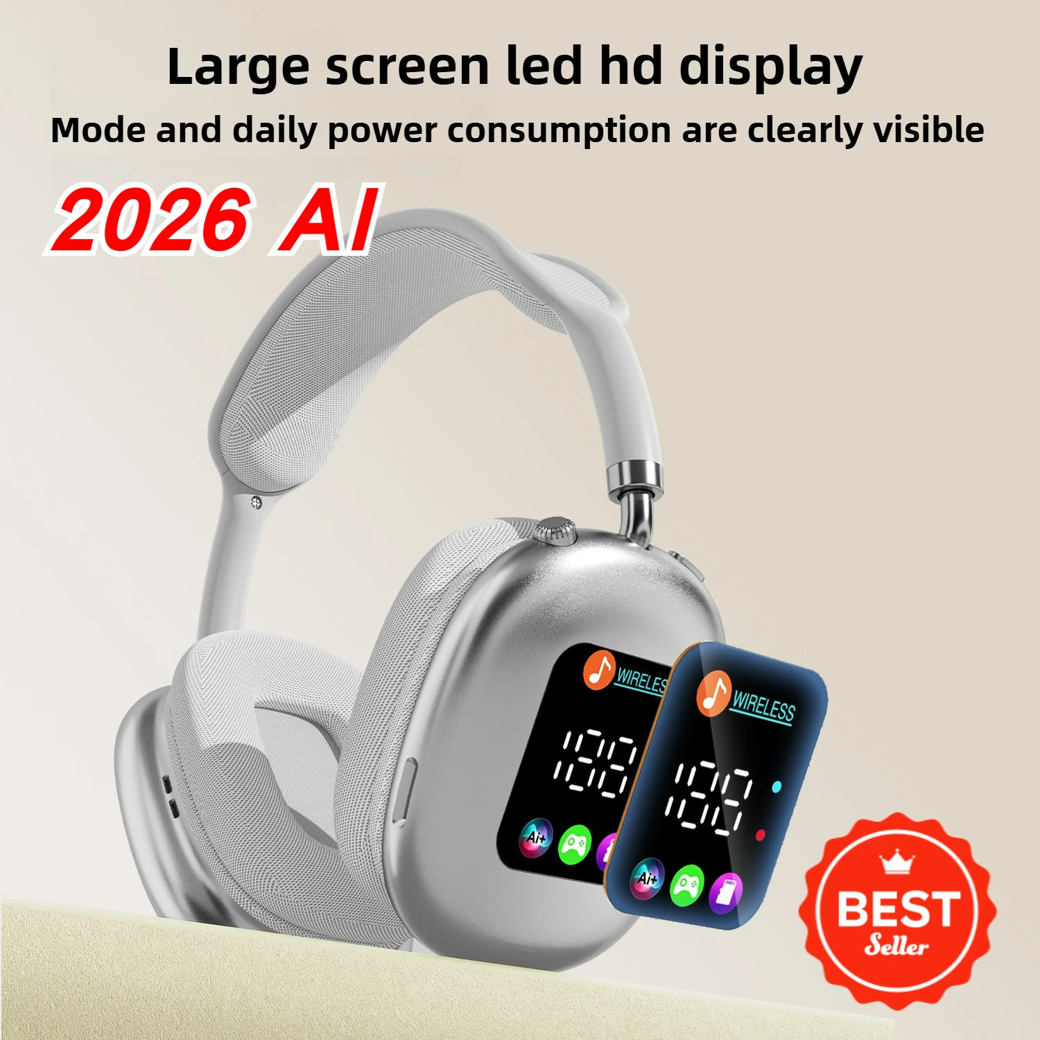 2026 AI المحمولة عالية الجودة الذكية AI الترجمة سماعات لاسلكية ANC مع شاشة LED التحكم باللمس شحن مجاني