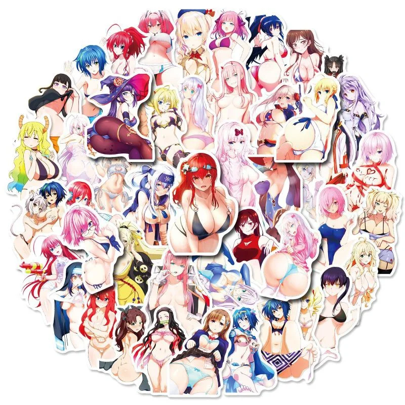 10/50/100PCS Anime Bikini Beauty Two Dimensional Cute Rabbit Sexy Girl Stickers Waterproof Graffiti Sticker for Motorbike Glass