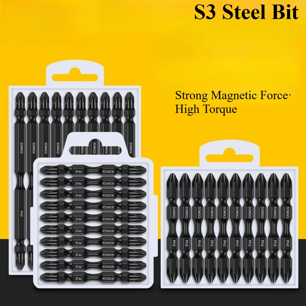 Tungsten Steel Screwdriver Bit Set, Strong Magnetic Anti-slip Hex Shank High Hardness , Industrial Grade Wind Batch Head Kit