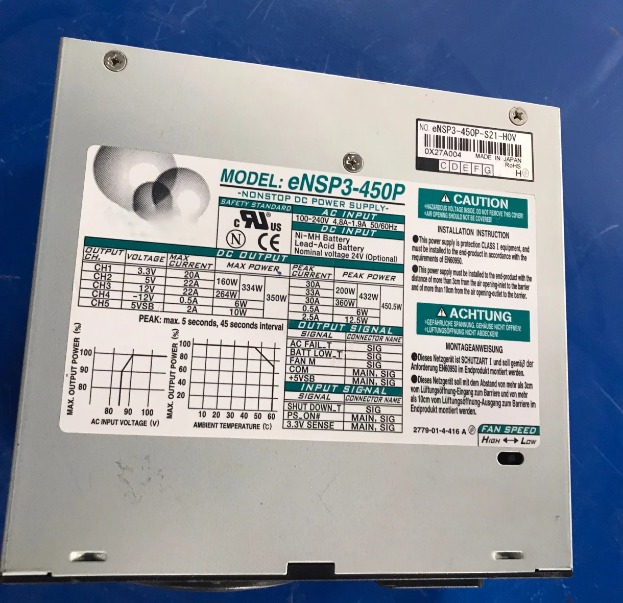 

eNSP3-450P for Nipron 450W Nonstop Power Supply (No Signal Unit Type),eNSP3-450P-S21-H0V