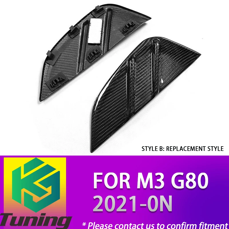 Real Dry Carbon Fiber MP Look Add on/Replacement Vent Trim Cover for BMW M3 G80 2021-ON Side Air Louver No Logo