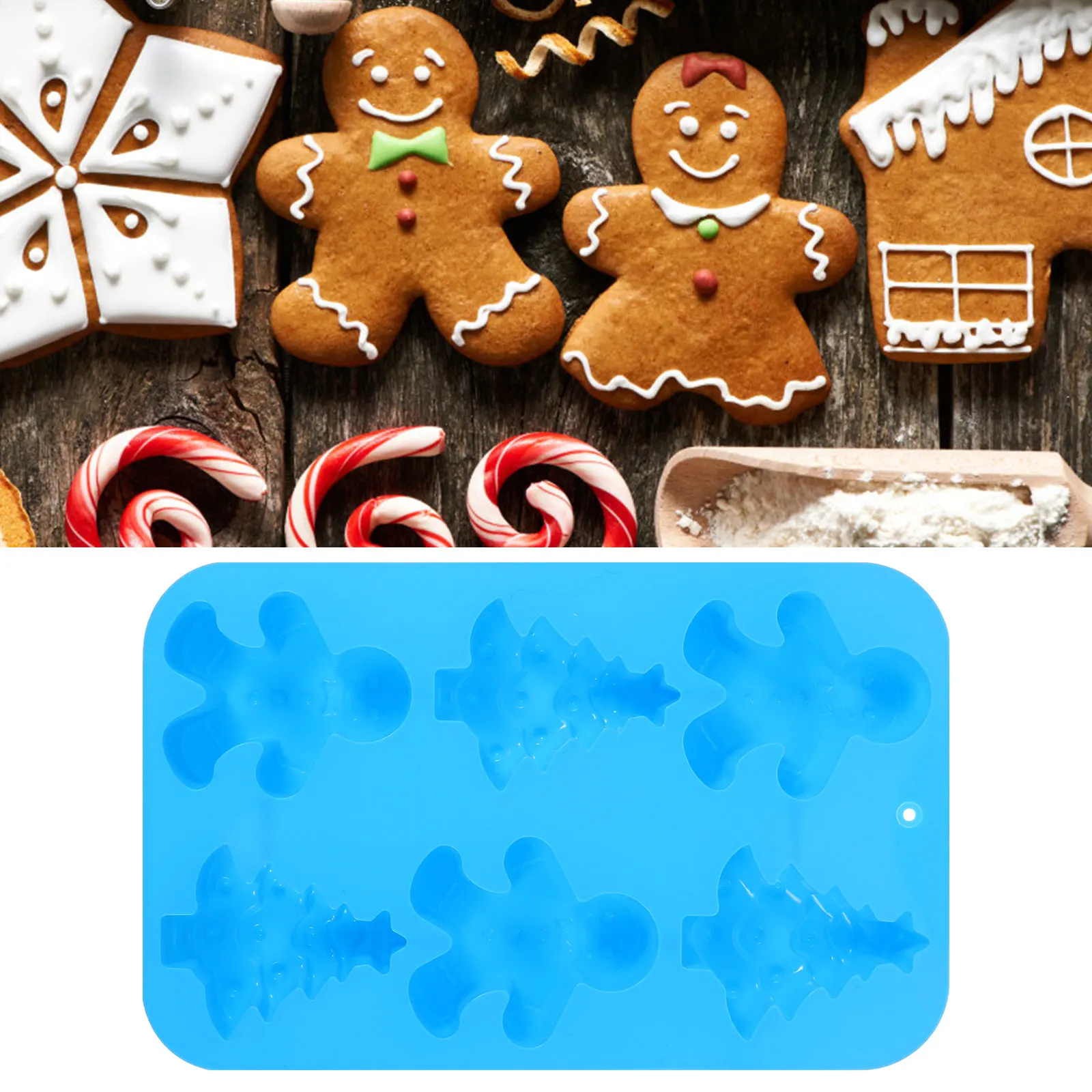 

Silicone Fondant Mold Christmas Tree Gingerbread Shape Baking Accessories Food Grade Safe DIY Cookie Cake Molds