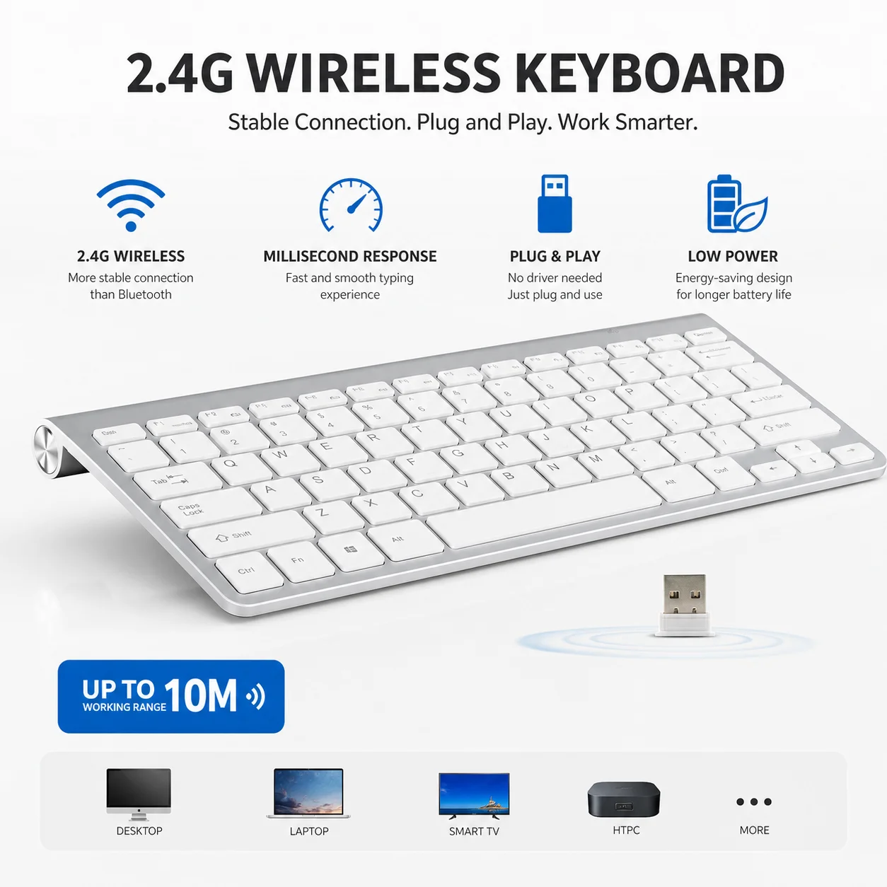 Ultra-Thin Various Language Layouts Choose Keyboard 2.4G Wireless Keyboard Portable Mute for Win XP 7 10 Android TV BOX
